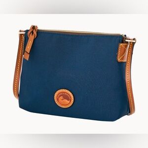 Dooney & Bourke Blue and Tan Nylon Crossbody Pouchette